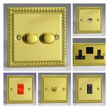 Varilight Georgian Seil poliertes Messing XGB Lichtschalter Steckschlüsseldimmer Kippschalter