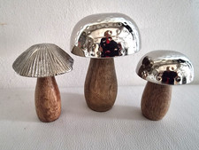 Dekofiguren 2er Set Pilze H20/12x13/10cm Aufsteller Pilz-Optik Mangoholz Alumini