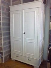 Wunderschöner antiker Wäscheschrank, Kleiderschrank, Weiß, shabby chic