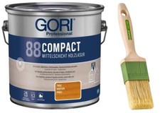 GORI 88 Holzschutzlasur außen Gel (2,50 Liter) - Kiefer + Premium Pinsel