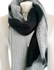 ? Fraas 'Cashmink'-Schal, schwarz, grau, weiß, Zick-Zack-Muster, Fransen, Damen