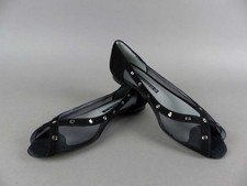 Aldo Castagna Damen Schuhe Ballerina 37 schwarz Slipper Velour Peeptoe NEU (MK)