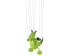 Marionette DRACHE Dinosaurier Gliederpuppe grün Holz Drachenmarionette Dino NEU