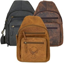 Vintage Herren Leder Brusttasche Motorrad Rucksack Schultertasche Umhängetasche