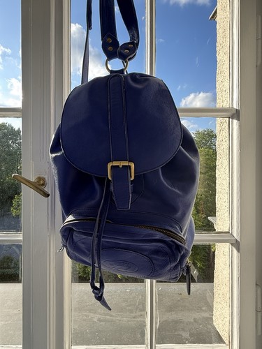 Vintage leder rucksack blau - leder-rucksack,