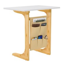 Beistelltisch mit Stofftaschen,Bambus-Weiß, praktisch, stabil & vielseitig