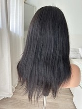 Echthaar Perücke schwarz 5x5 Damen Frisur 63 cm Rohhaar Cosplay