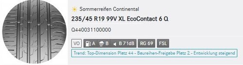 Sommerreifen 235 45r19 99v - sommerreifen, 235/45r19