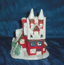 Windlicht Teelichthalter Haus Winter  Schnee  Höhe 15 cm  Keramik Räucherhaus