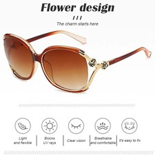 Designer Damen Sonnenbrille Stylisch mit Blumen Brille Cool Braun Gold 5250