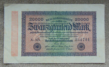 Geldscheine, Banknoten, Reichsbanknote über Zwanzigtausend Mark 1923 Jahr!