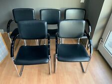 1x Segis Designer Leder Stuhl Freischwinger Armlehne Warteraum Stühle Gepolstert