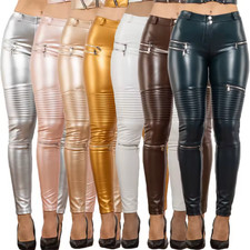 Damen-Lederhose Gothic Biker PU-Leggings Stretch High Waist .Mehrfarbig. S-XXL
