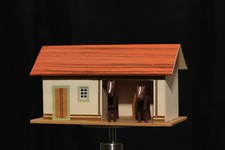  Pferdestall mit Holz Pferde braun Modelleisenbahn H0 Erzgebirge Seiffen  