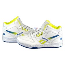 Reebok Classic Mid Sneaker Weiß Blau Gelb Unisex High Top Turnschuhe G9-37