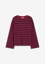 Shirt aus reiner Bio-Baumwolle Gr. 40/42 Pflaumenrot Dunkelblau Langarmshirt Neu