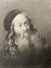 Leonardo da Vinci - Porträt Kohle Zeichnung Unbekannter Künstler Kunst Bildnis