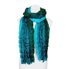 Knitterschal Halstuch Schal XXL grün türkis Farbverlauf 100% Seide 180x90cm