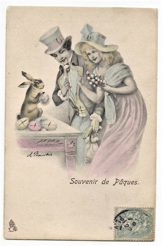 Ostern hase mit ostereier - ak,