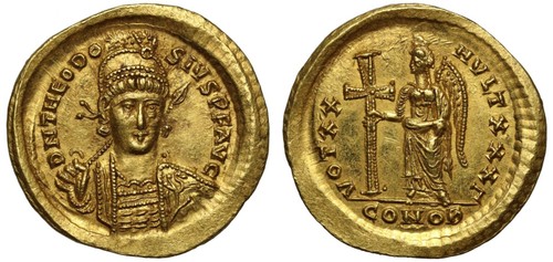 Theodosius gold solidus - theodosius,