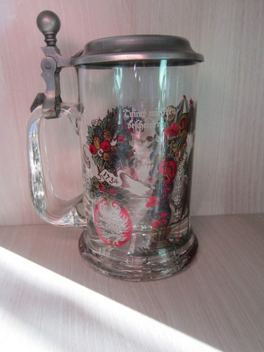 Spruch glas bierkrug mit zinn - glas,