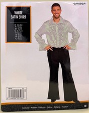 Herren Hemd Oberteil Kostüm  70's  Groovy  Hippy  Weiß Flower Power Amscan