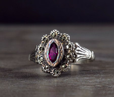 Ring silber 925 farbstein rot - silber,