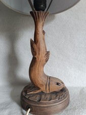 Tischlampe Holz Fisch Unikat vintage