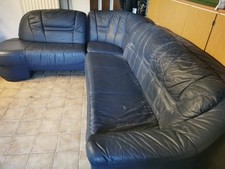 Eckcouch Leder in blau