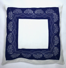 Dekokissen,alt.handgew.Leinen,origin.Blaudruck,Patchwork,m.Inlett,Landhaus,50x50