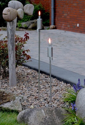 Edelstahl gartenfackel - 3x,