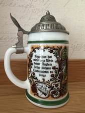BMF Lindenwirtin Bierkrug Bierseidel mit Zinndeckel Bierhumpen