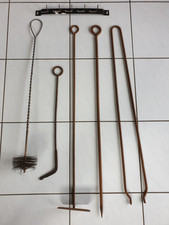 Altes Kaminbesteck Ofenbesteck 5 Teile Stahl Kaminzubehör Schürhaken Drahtbürste