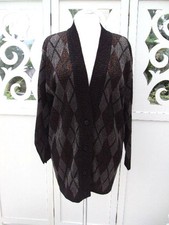 CAREN PFLEGER Cardigan Strickjacke Lurex schwarz/braun/silber Gr. 42 Wolle