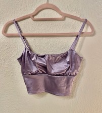 Top satin violett bauchfrei - violett,
