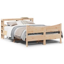 Massivholzbett Holzbett Bett Bettgestell mit Regal ohne Matratze Kiefer vidaXL