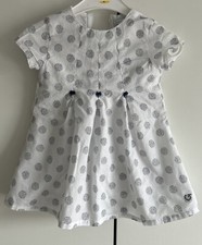 Gymp Kleid Mädchen 80 weiß mit blauen Punkten sehr gepflegt