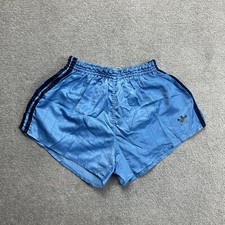 ADIDAS Herren Vintage Shorts Bermudas Gr L Glanz Silky Retro Sprinter 10020 Blau