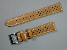 hochwertiges Rindsleder Uhrenarmband H-Braun Gelocht 18mm Edelstahlschließe 3318