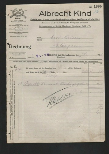 Hunstig rechnung 1926 akah - hunstig,,
