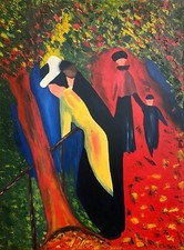 Ölbild "Im Park" Bild Zeichnung Gemälde Original Dekoration Keilrahmen Ölgemälde