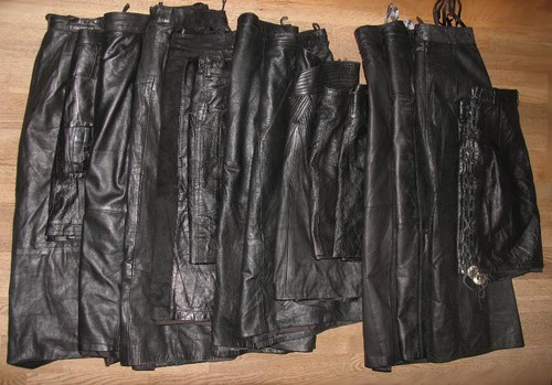 Getragener lederrock - lederrock, /