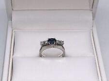 585 Weißgold 14K Gold Ring 4,44 g Saphir Diamant Verlobung RG 54 -17,2 mm 8250