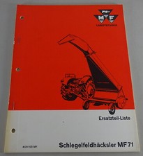 Teilekatalog Massey-Ferguson / MF Schlegelfeldhäcksler MF 71 Stand 02/1966