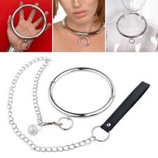 Frauen Halsband Metal Mit O-Ring Abschliessbar Halsreif BDSM Sklavin Bondage DHL