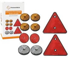 10 x Reflektor Set Anhänger LKW Dreieck & Rund Rückstrahler E-Typ Seitenstrahler