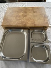 Continenta Schneidebrett mit 3 Edelstahl-Schubladen - 50 x 30 x 7,5 cm 