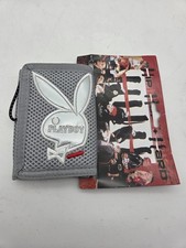 Vintage Playboy Nylon Geldbörse mit Doppelfaltung Retro Grau Neu