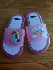 Blinkende Einhorn Schuhe, Badelatschen, Pink, Neu, Gr. 34