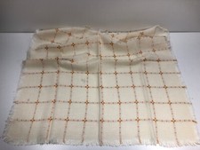 Tischdecke Mitteldecke 70x70 Blumen Stickerei Fransen Creme Beige Gelb